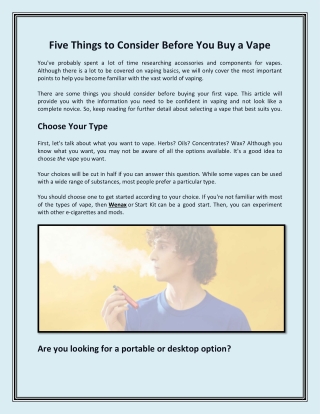 Five Things to Consider Before You Buy a Vape