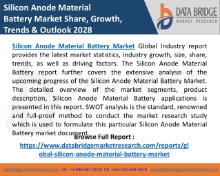 Silicon Anode Material Battery Market Growth at a Rate of 43.9%, Size, Trends