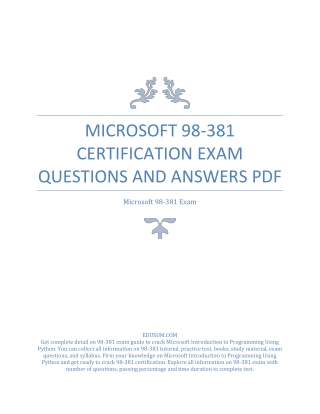 Microsoft 98-381 Certification Exam Questions and Answers PDF