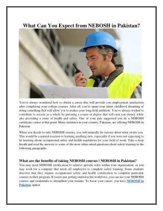 What Can You Expect from NEBOSH in Pakistan