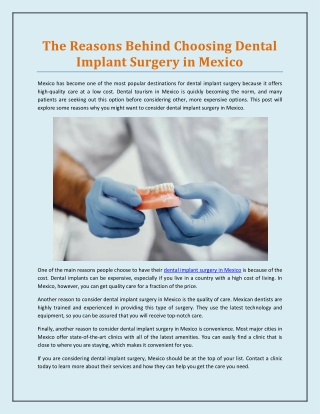 The Reasons Behind Choosing Dental Implant Surgery in Mexico
