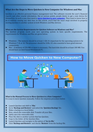 What Are the Steps to Move Quicken to New Computer for window and mac