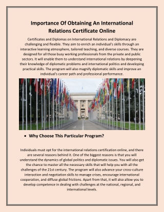 Obtaining An International Relations Certificate Online