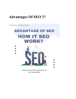 Advantages Of SEO And How Does It Work | Dubai SEO Services