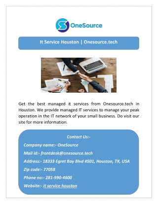 It Service Houston | Onesource.tech