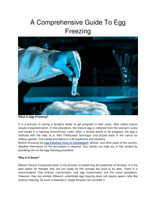 A Comprehensive Guide To Egg Freezing