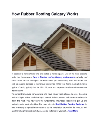 How Rubber Roofing Calgary Works