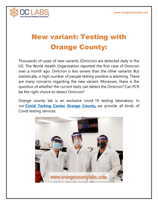 New variant: Testing with Orange County: