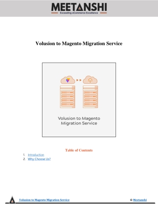 Volusion to Magento Migration Service