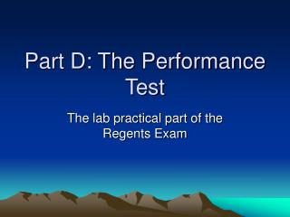 Part D: The Performance Test