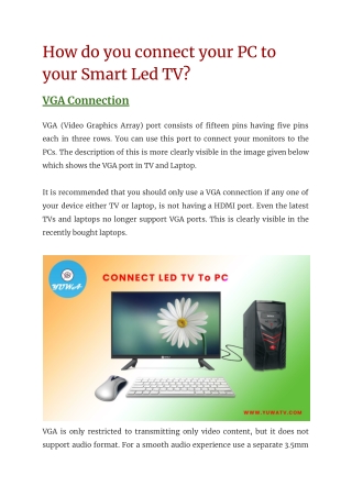 How do you connect your PC to your Smart Led TV_