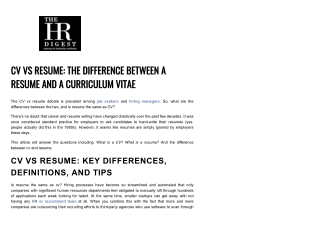 The Differences Between a CV and a Resume to Help You Choose