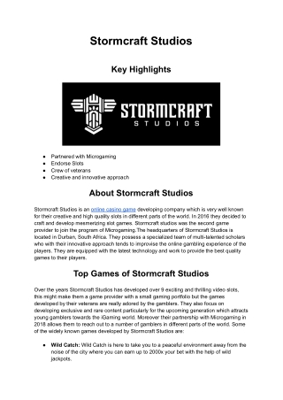 Casino Game Provider - Stormcraft Studios