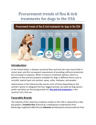 Procurement trends of flea & tick treatments for dogs in the USA -CanadaVetExpress