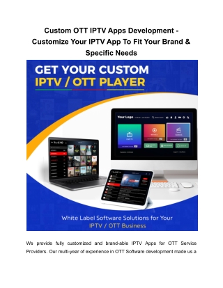 Custom OTT IPTV Apps Development - Customize Your IPTV App To Fit Your Brand