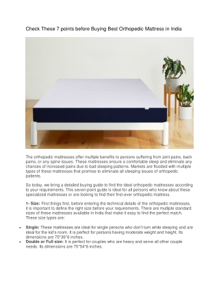 Check These 7 points before Buying Best Orthopedic Mattress in India