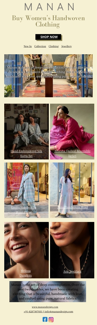 Buy Women's Handwoven Clothing - Manan Design