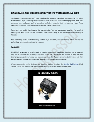 Handbags and their connection to women's daily life