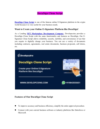 DocuSign Clone Script - Developcoins