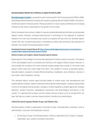 Deviated Septum Market Set to Witness an Uptick Growth by 2028
