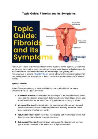 Topic Guide: Fibroids and Its Symptoms