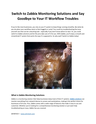 Switch to Zabbix Monitoring Solutions and Say Goodbye to Your IT Workflow