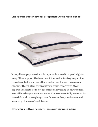 Choose the Best Pillow for Sleeping to Avoid Neck Issues