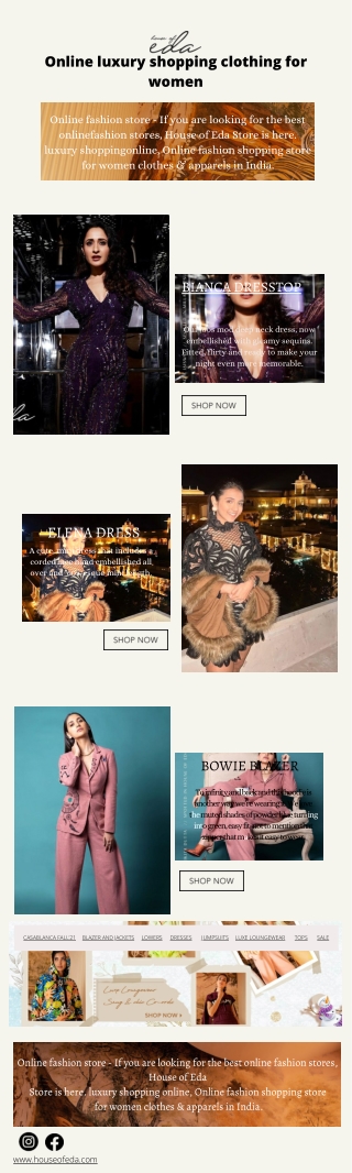 Online luxury shopping clothing for women in India