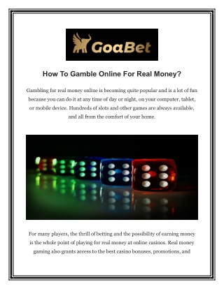 How To Gamble Online For Real Money