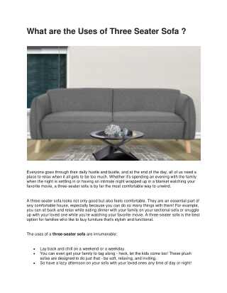 What are the Uses of Three Seater Sofa
