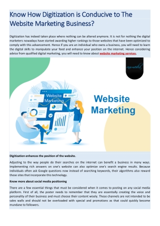 Know How Digitization is Conducive to The Website Marketing Business?