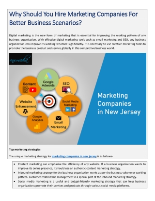 Why Should You Hire Marketing Companies For Better Business Scenarios?