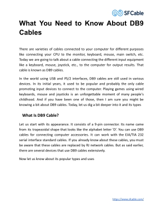 What You Need to Know About DB9 Cables