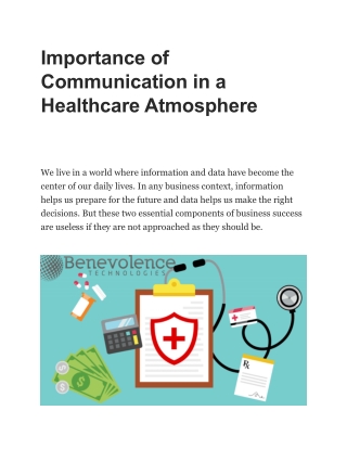 Importance of Communication in a Healthcare Atmosphere