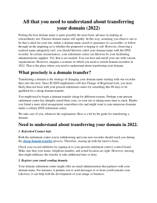 Everything you want to understand about transferring your domain (2022)