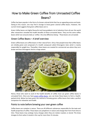 How to Make Green Coffee from Unroasted Coffee Beans.docx