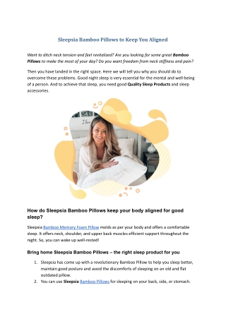 Sleepsia Bamboo Pillows to Keep You Aligned