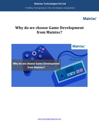 Game companies in North Carolina | Maintec Gaming Studio