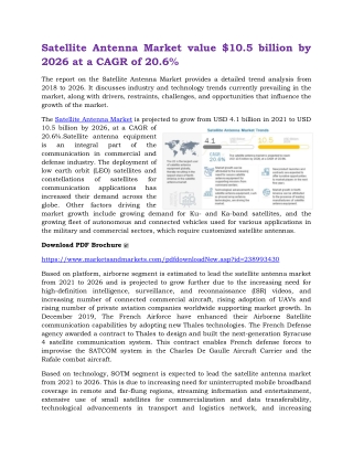 Satellite Antenna Market value $10.5 billion by 2026 at a CAGR of 20.6%