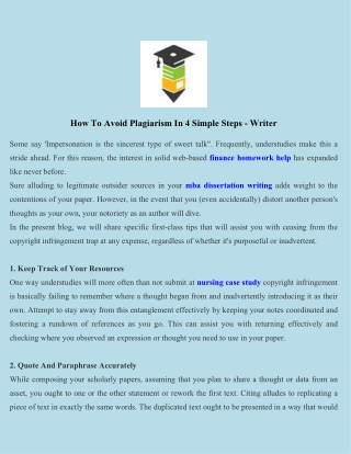 How To Avoid Plagiarism In 4 Simple Steps - Writer