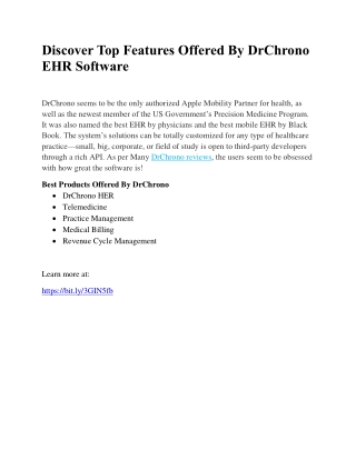 Discover Top Features Offered By DrChrono EHR Software