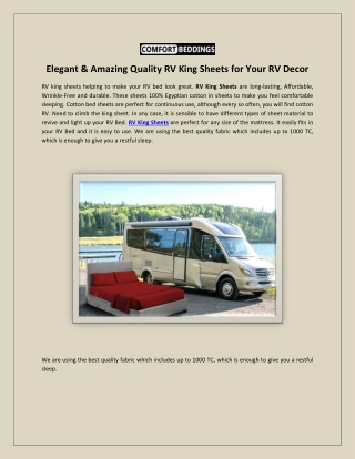 Elegant & Amazing Quality RV King Sheets for Your RV Decor