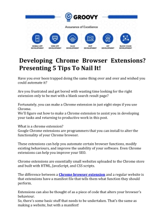 Developing Chrome Browser Extensions Presenting 5 Tips To Nail It