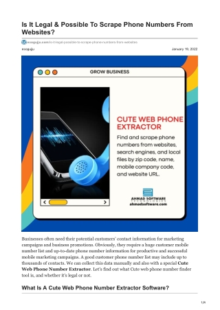 1Is It Legal and Possible To Scrape Phone Numbers From Websites