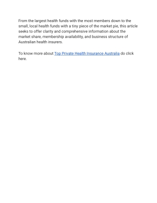 Top Private Health Insurance Australia