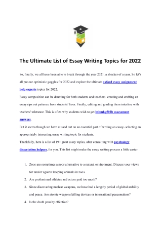 The Ultimate List of Essay Writing Topics for 2022