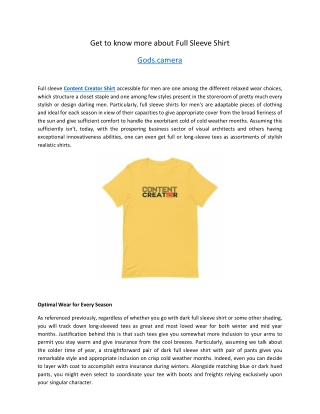 Get to know more about Full Sleeve Shirt