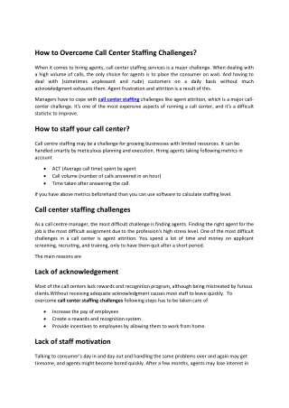 How to overcome call center staffing challenges