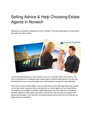 Selling Advice & Help Choosing Estate Agents in Norwich