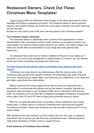 Restaurant Owners, Check Out These Christmas Menu Templates